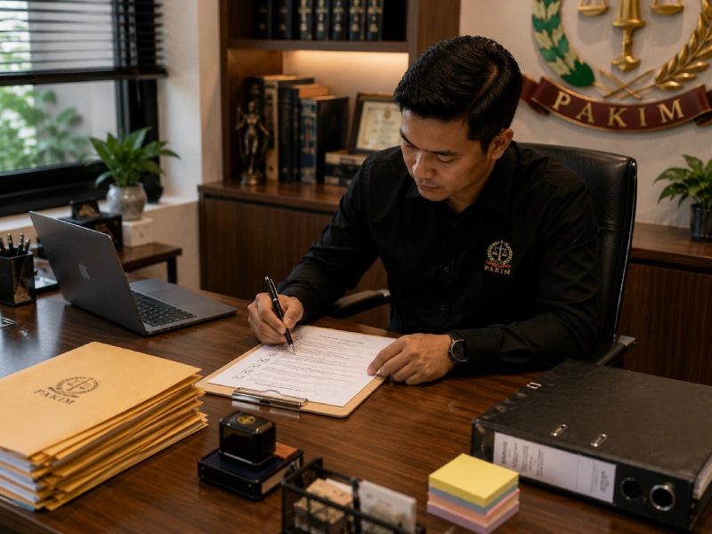 Tim PAKIM memeriksa checklist kelengkapan administrasi peserta menjelang jadwal penyumpahan advokat