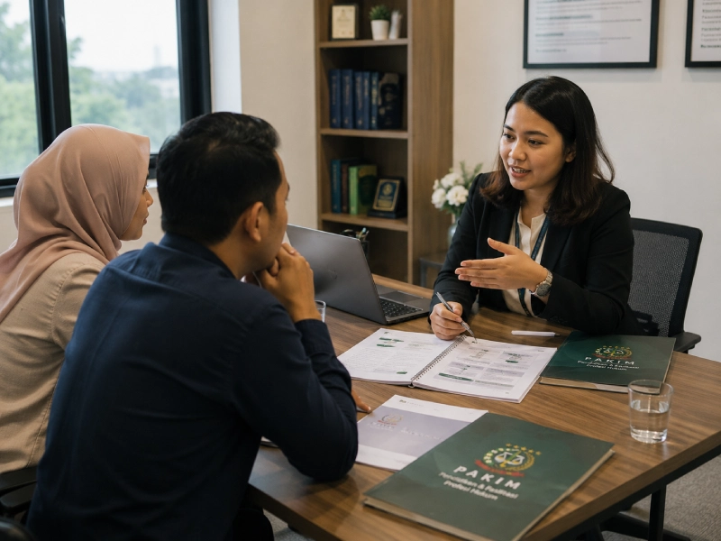 Tim PAKIM mendampingi calon peserta memilih program pendidikan profesi hukum di Jakarta Selatan