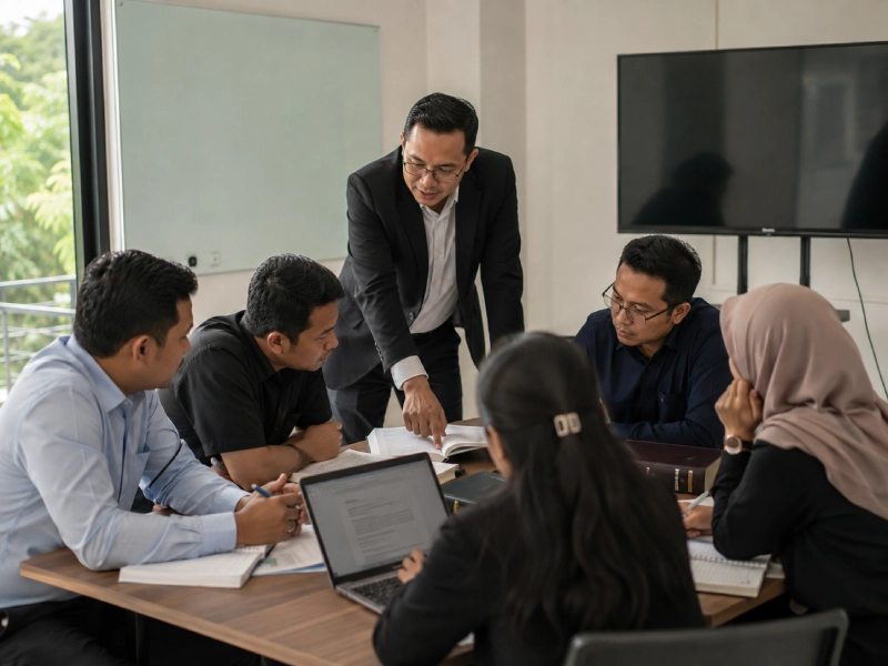 Tim pengurus dan pengajar PAKIM bersama peserta program pendidikan profesi hukum di Kebayoran Lama, Jakarta Selatan