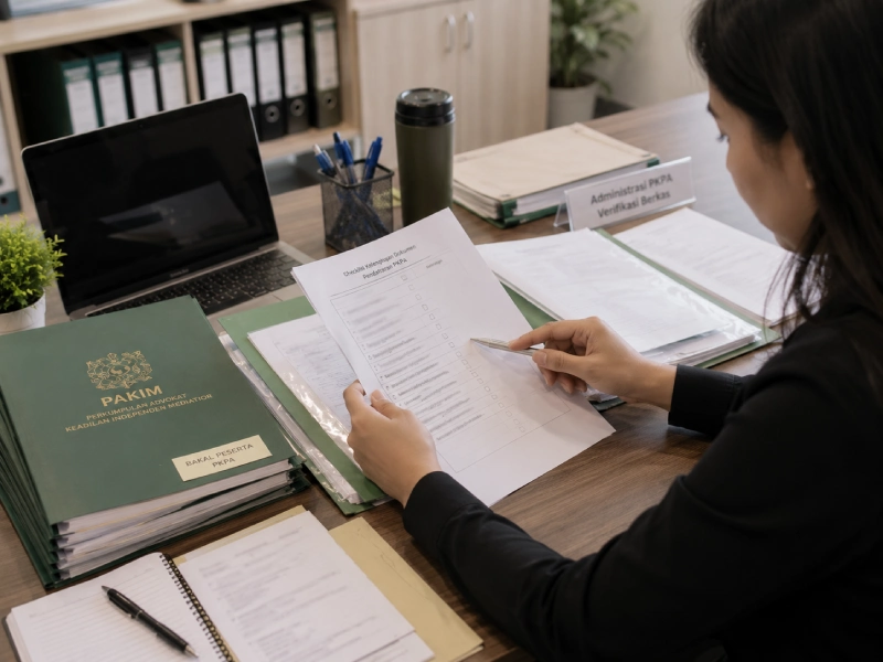 Verifikasi kelengkapan dokumen persyaratan pendaftaran PKPA di kantor PAKIM Kebayoran Lama